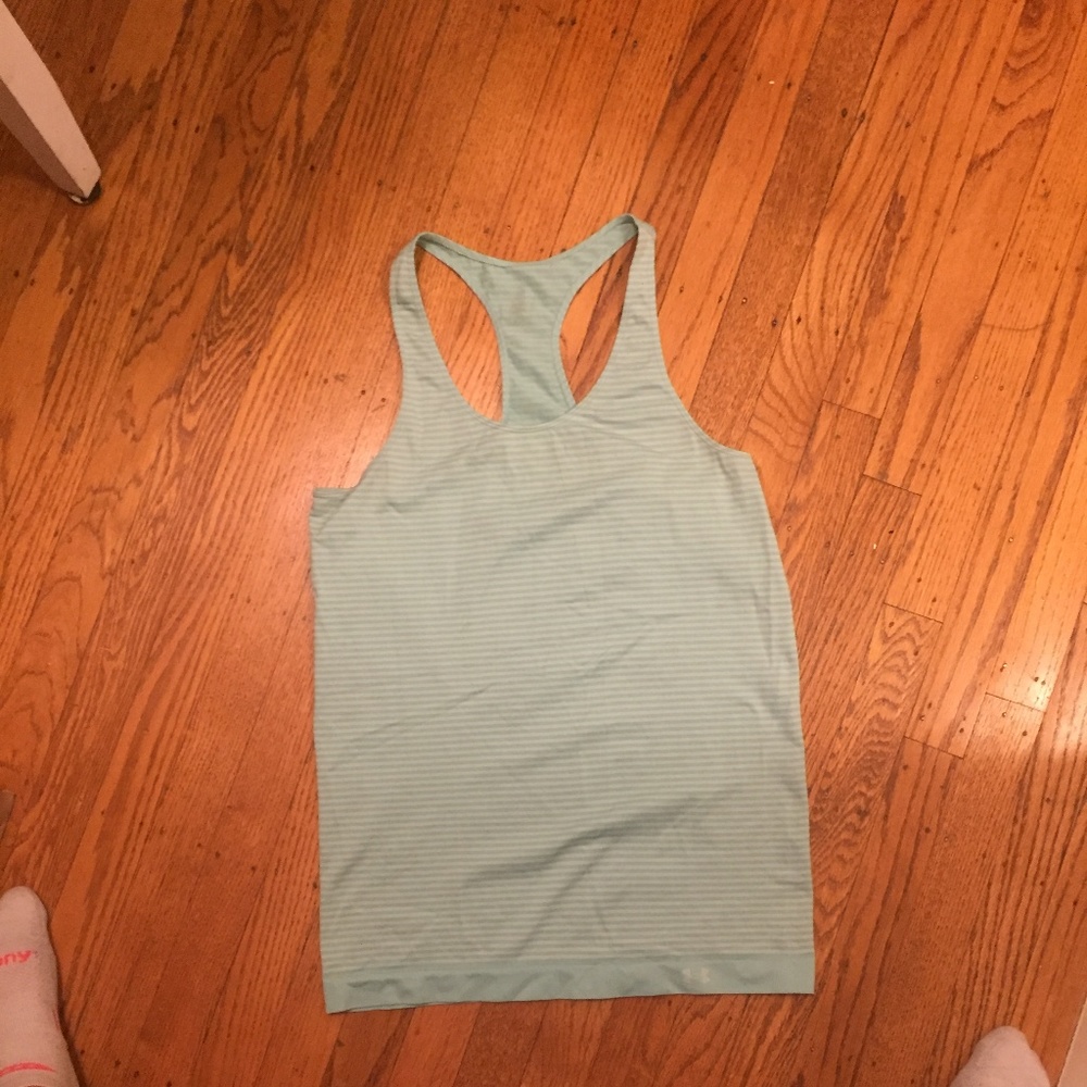 Blue striped work-out tank top